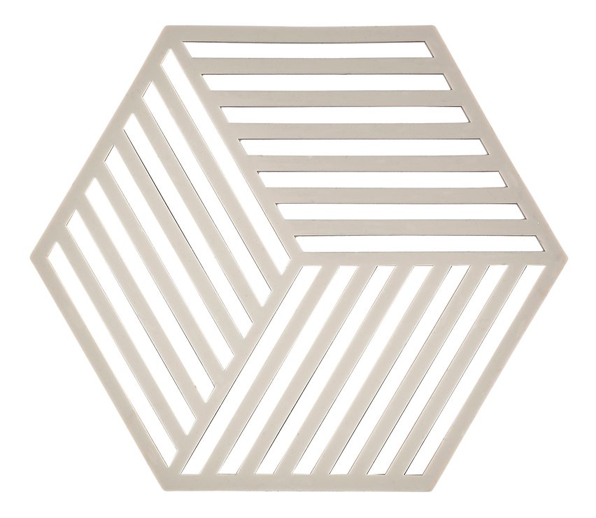 Zone Topfuntersetzer Hexagon Streifen 16 x 14 cm Silikon hellgrau - Pic 1