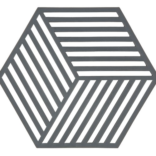 Zone Denmark Topfuntersetzer Hexagon Streifen 14 x 16 cm Silikon Cool Grey