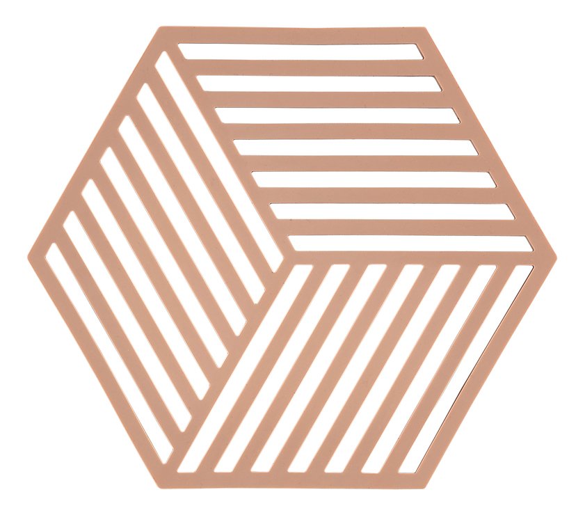 Zone Topfuntersetzer Hexagon Streifen 16 x 14 cm Silikon nude - Pic 1