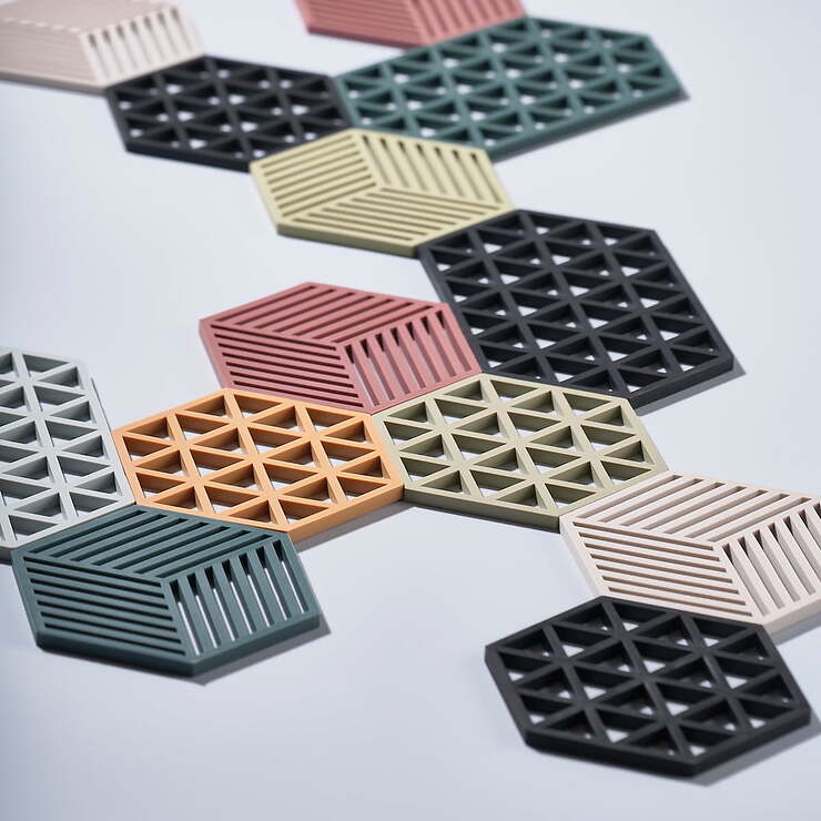 Zone Trivet Hexagon Triangles 16 x 14 cm Silicone light green - Thumbnail 2