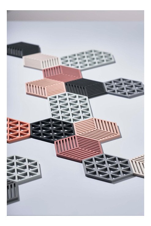 Zone Trivet Hexagon Triangles 24 x 14 cm Silicone light green - Thumbnail 2