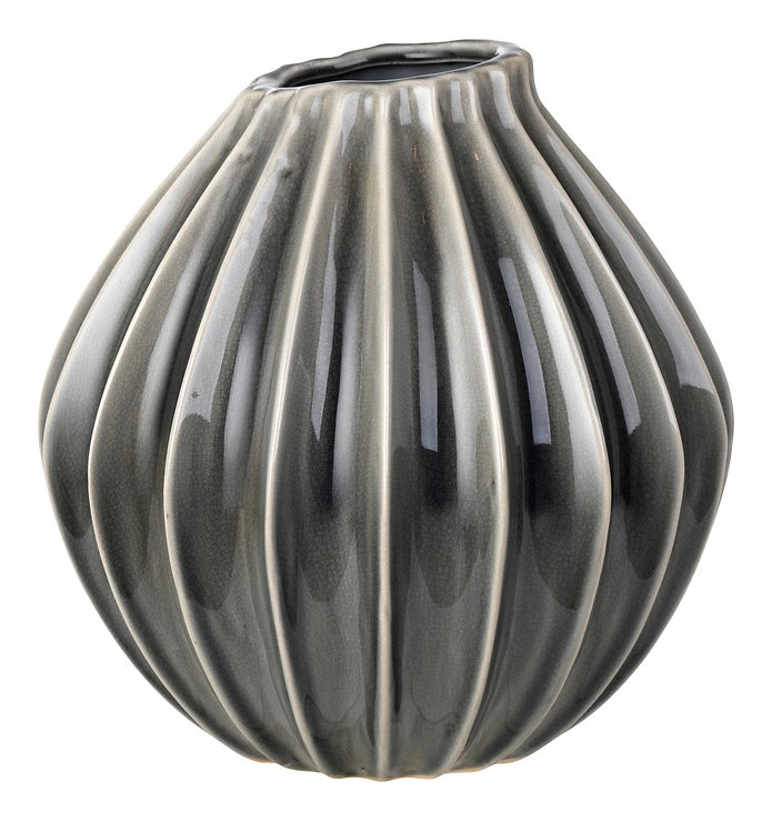Broste Vase Wide Keramik dunkelgrau 25 cm - Pic 1