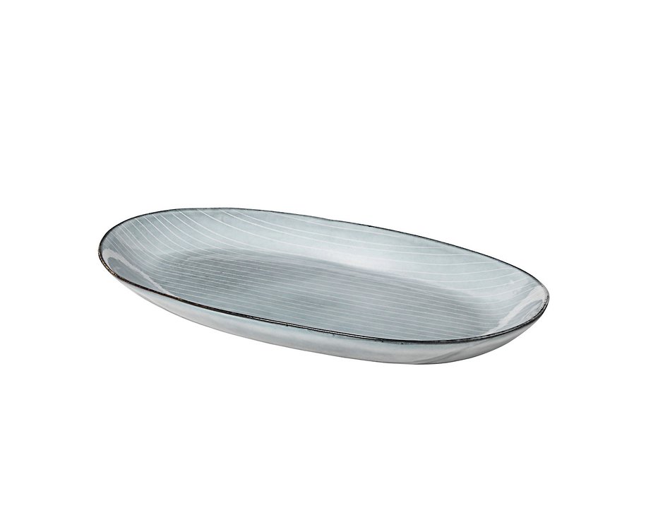 Broste Copenhagen Servierplatte oval Nordic Sea Steingut grau - Pic 1