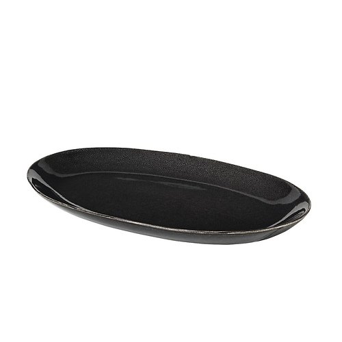 Broste Copenhagen Servierplatte oval Nordic Coal 17 x 30 cm Keramik charcoal