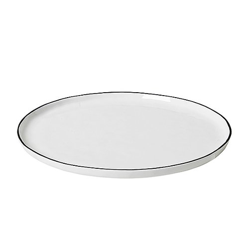 Plato Broste Sal 28 cm porcelana blanca negra