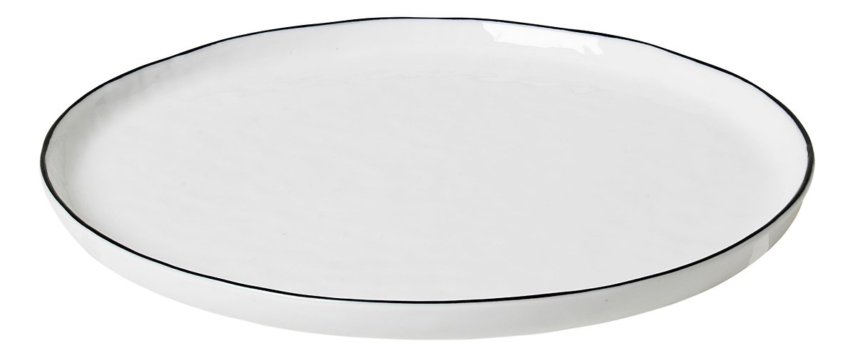 Broste Dinner Plate Salt 22 cm porcelain white black - Pic 1