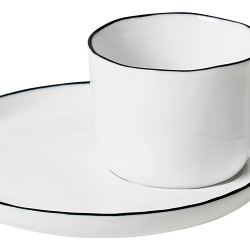 Broste espresso cup with saucer Salt S 100 ml porcelain white black
