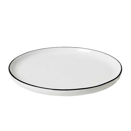 Broste Copenhagen Plato Postre Sal 18 cm Porcelana blanco negro