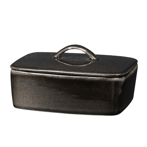 Broste Copenhagen Butterdose mit Deckel Nordic Coal Steingut Charcoal