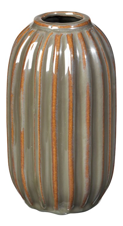 Broste Copenhagen Vase Lines Keramik grün 15,5 cm - Pic 1