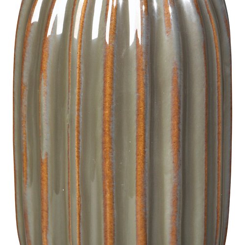 Broste Copenhagen Vase Lines Keramik grün 15,5 cm