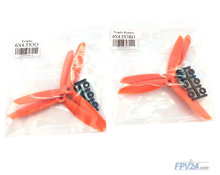 HQProp Propeller Triple Glasfaser 6x4.5x3 Orange (2xCW 2xCCW) - Pic 1