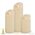 Luminara LED candles set of 3 ivory D 8cm smooth NEW incl. Remote control - Thumbnail 1