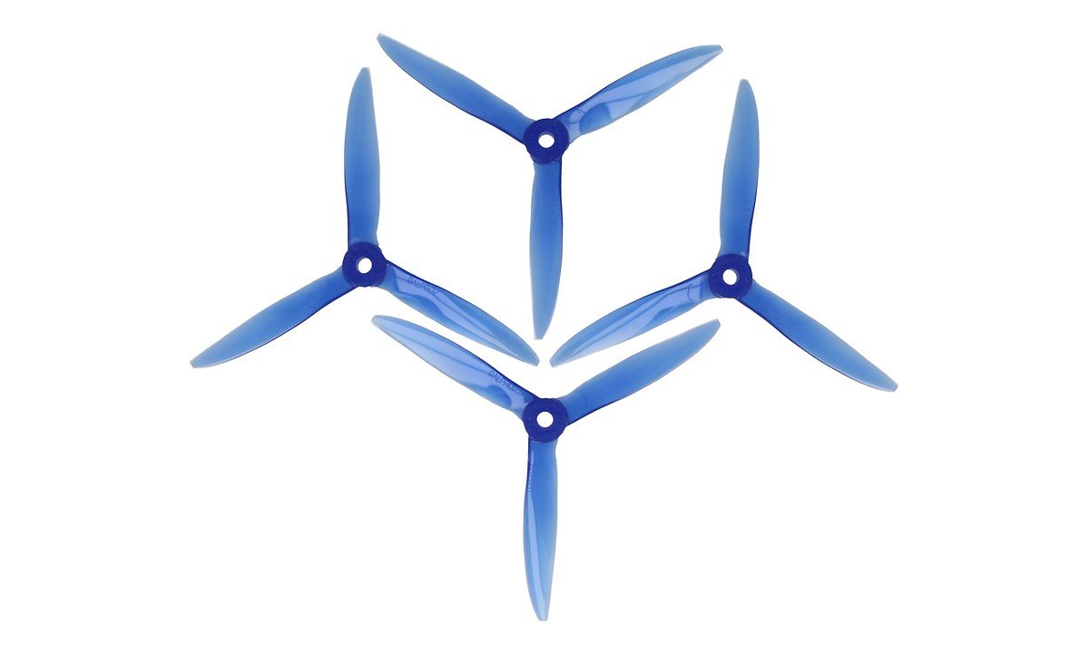 DAL T5051 Cyclone 3 Blatt Propeller Crystal Blau 2xCW 2xCCW 5 Zoll - Thumbnail 1