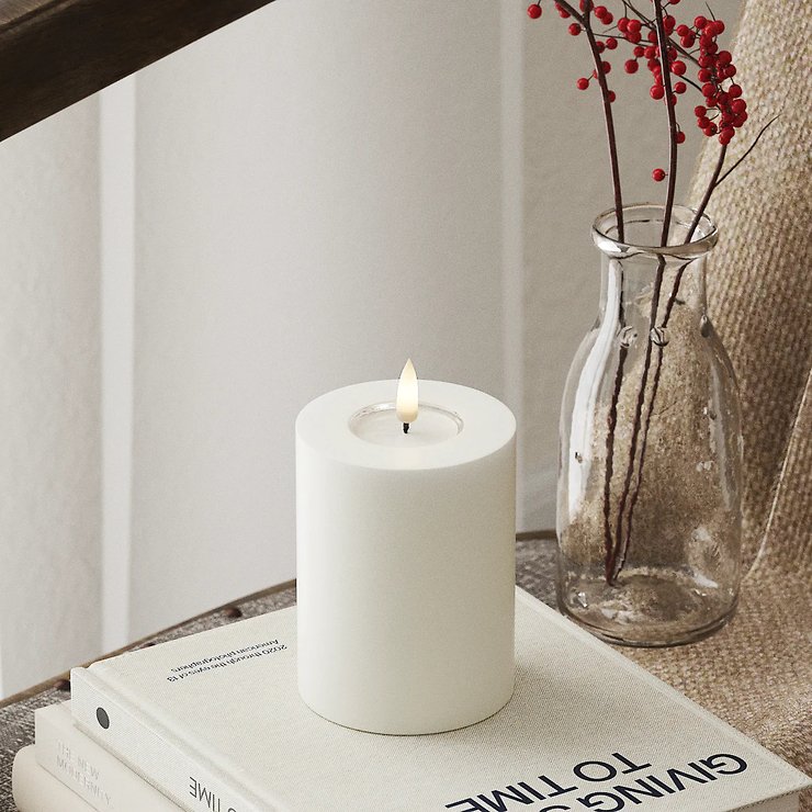 Deluxe Homeart κερί LED κερί πραγματικό κερί τηλεχειριζόμενο 7,5x10 cm λευκό - Thumbnail 1