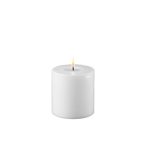 Deluxe Homeart LED Kerze Echtwachs fernbedienbar 10x10 cm weiß