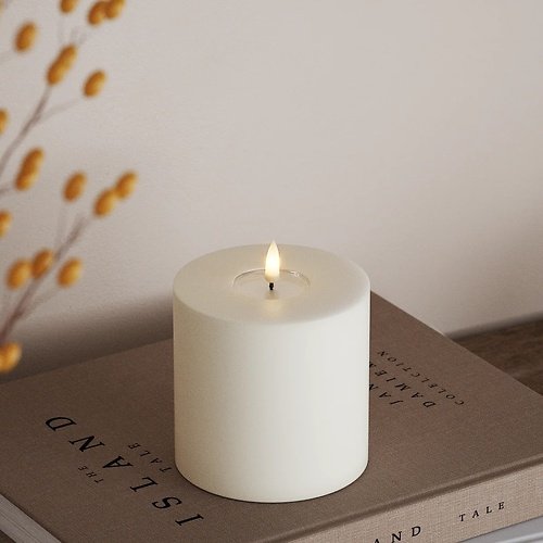 Deluxe Homeart LED lumânare ceară reală controlată de la distanță 10x10 cm alb