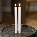 Deluxe Homeart LED stick candle real wax remote controlled set of 2 2.2x24 cm white - Thumbnail 2