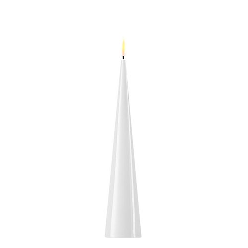 Deluxe Homeart LED Kegelkerze Echtwachs fernbedienbar 5x28 cm weiß