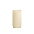 Deluxe Homeart LED candle real wax remote controlled 7,5x15 cm grooved cream