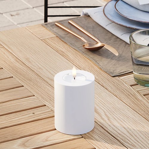 Deluxe Homeart LED-kynttilä ulkona kauko-ohjattava 7,5x10 cm valkoinen