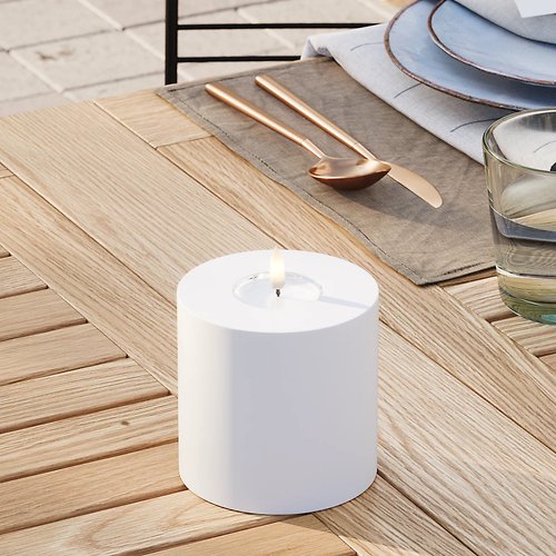 Deluxe Homeart LED Kerze Outdoor fernbedienbar 10x10 cm weiß