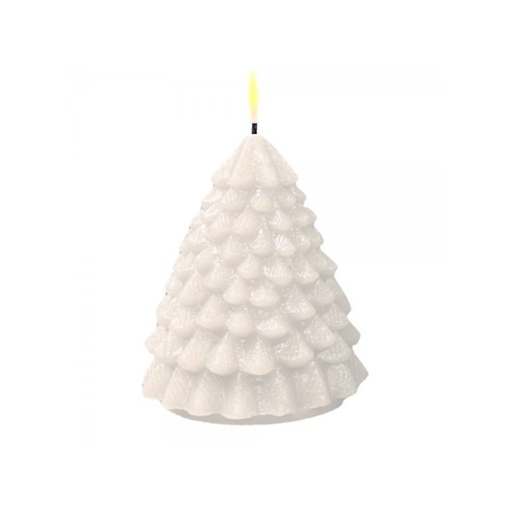 Deluxe Homeart LED Kerze Weihnachtsbaum fernbedienbar 8x11 cm weiß - Pic 1