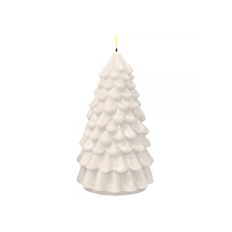 Deluxe Homeart LED Kerze Weihnachtsbaum fernbedienbar 10x18 cm weiß - Pic 1