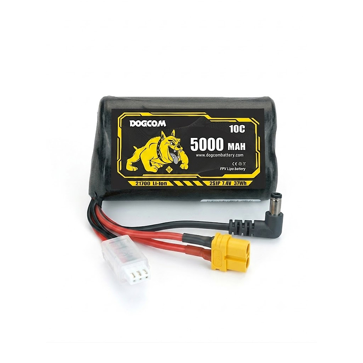 Dogcom Batterie 5000mAh 7,4V 2S1P 2C Li-ion Akku DC5.0 & XT60 Plug - Thumbnail 1