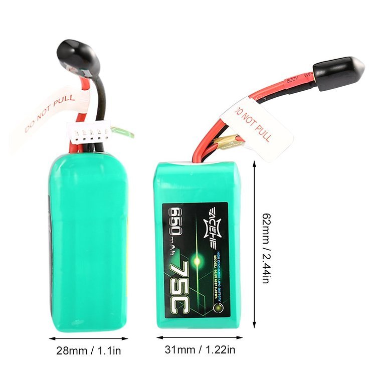 Acehe Batterie Lipo Akku 650mAh 2S 75C XT30 Racing Serie - Thumbnail 3
