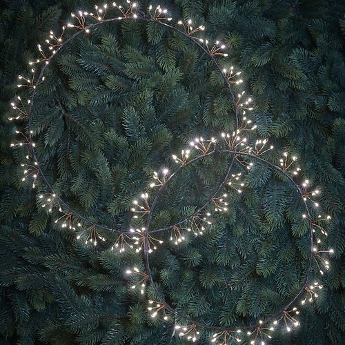 Luca Lighting Guirnalda de LEDs para exteriores 150 LEDs blanco cálido 40cm metal negro