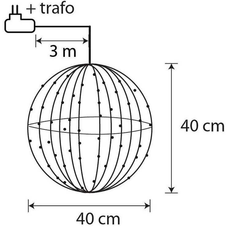 Luca Lighting kula świetlna LED 260 LED ciepła biel 40 cm z wyłącznikiem czasowym - Thumbnail 4