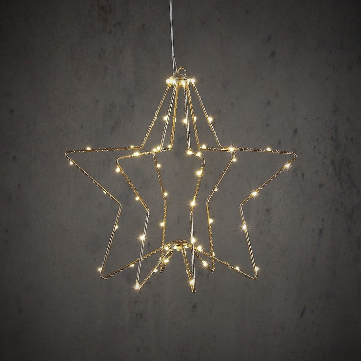 Luca Lighting Stern 60 LED batteriebetrieben warmweiß 30 cm gold - Pic 1