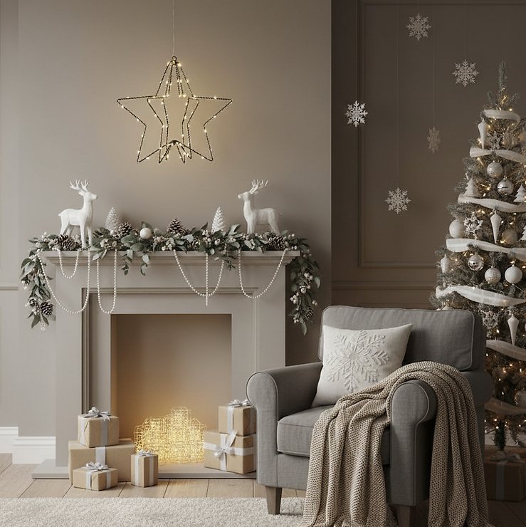 Luca Lighting LED-Stern 3D 60 LED warmweiß innen batteriebetrieben 30 cm schwarz - Thumbnail 2