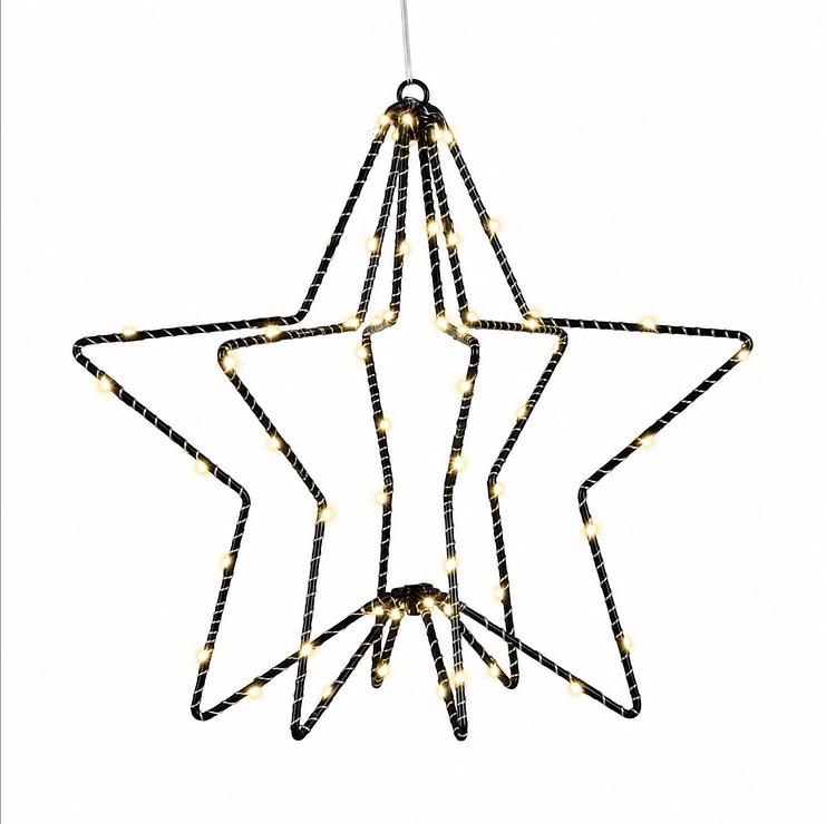 Luca Lighting LED stea 3D 60 LED alb cald de interior cu baterie 30 cm negru - Thumbnail 2