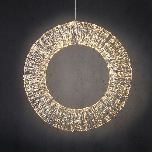 Luca Lighting LED flattened wreath outdoor 3600 LED warm white 80cm metal silver