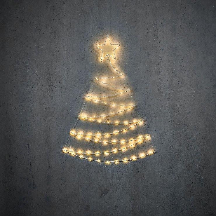 Luca Lighting LED Arbre de Noël Outdoor 80 LED blanc classique 110cm métal argenté - Pic 1