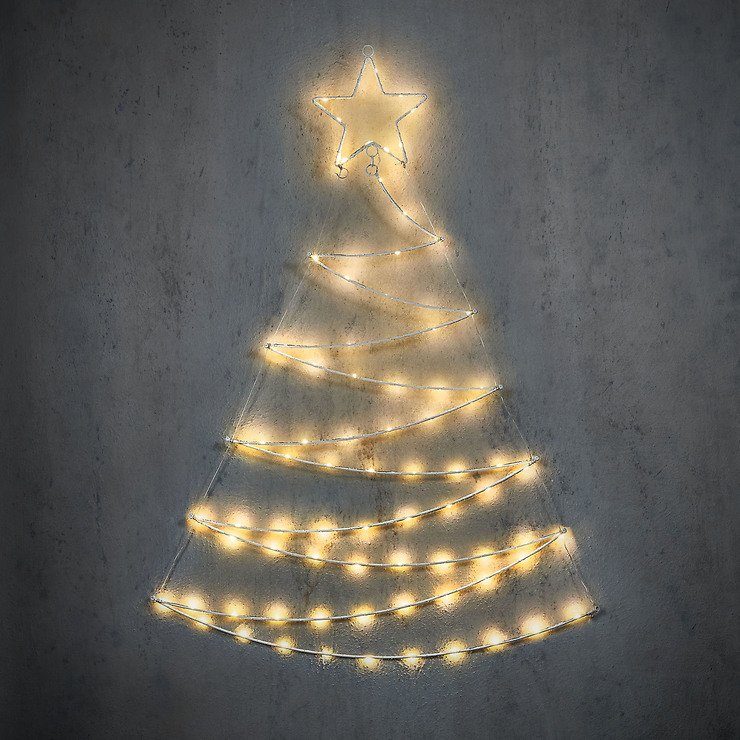 Luca Lighting LED Árbol de Navidad al aire libre 140 LED blanco clásico 150cm metal plata - Pic 1
