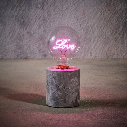 Luca Lighting Tischlampe LOVE batteriebetrieben und Timer 18 cm rosa