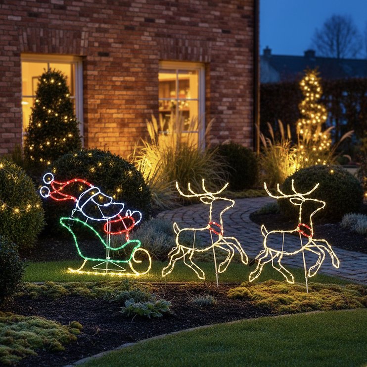 Luca Lighting Ropelight Papá Noel con reno móvil 309 LED colorido - Thumbnail 1