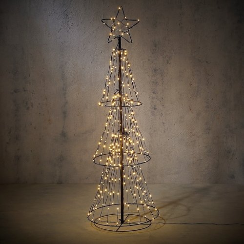 Luca Lighting LED Sapin de Noël 170 LED blanc chaud 120 cm métal noir