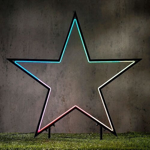 Luca Lighting Gartenstecker Neon Stern 102cm schwarz LED RGB