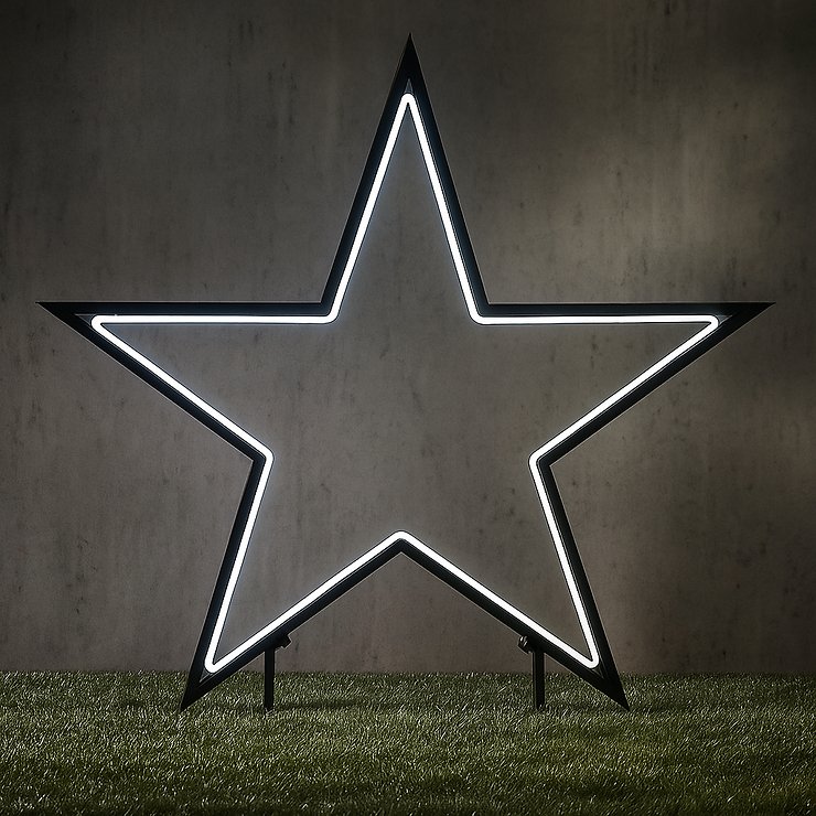Luca Lighting LED zahradní zástrčka neonová hvězda 102 cm černá LED RGB - Thumbnail 2