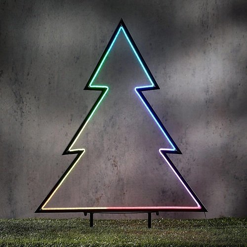 Luca Lighting Gartenstecker Neon Tanne 75cm schwarz LED RGB