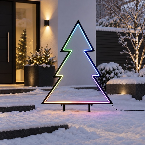 Luca Lighting LED-Gartenstecker Neon Tanne 100 cm schwarz LED RGB