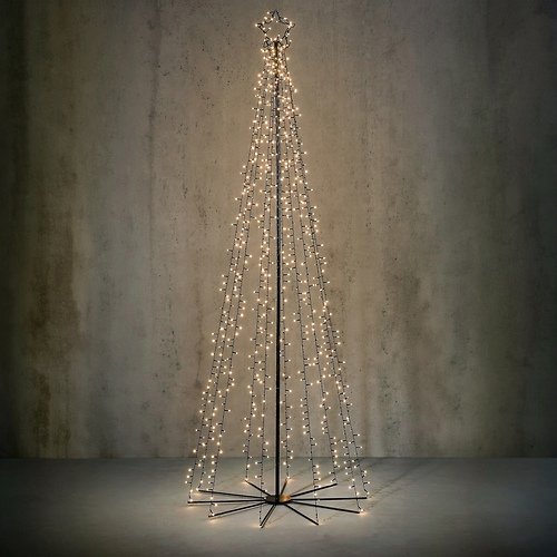 Luca Lighting LED Sapin de Noël Cône 560 LED blanc chaud 185 cm métal noir