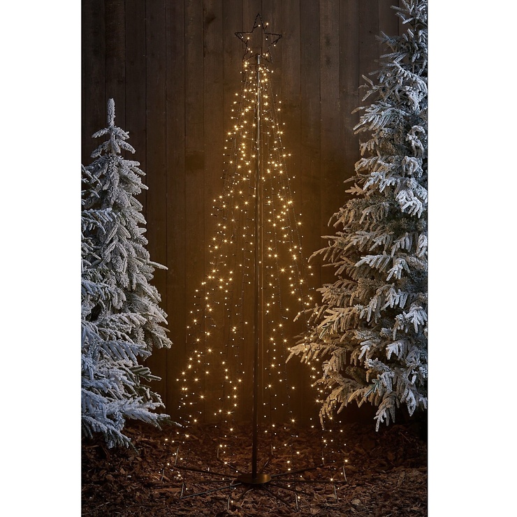 Árbol LED Luca Lighting, cónico, 560 LED, blanco cálido, para exterior, 1,85 m, negro - Bild 1