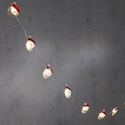 Luca Lighting LED Lichterkette Weihnachtsmann 12 LED batteriebetrieben und Timer 120 cm rot warmweiß 
