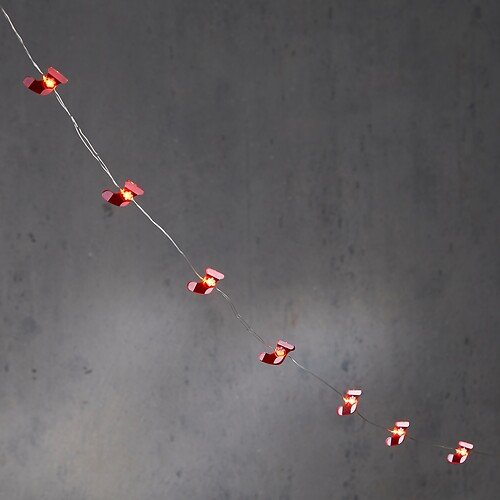 Luca Lighting LED Lichterkette Socken 12 LED batteriebetrieben und Timer 120 cm rot warmweiß 