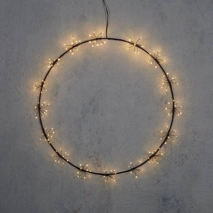 Luca Lighting Ghirlanda LED 160 LED bianco caldo per esterni 50 cm metallo nero - Thumbnail 1